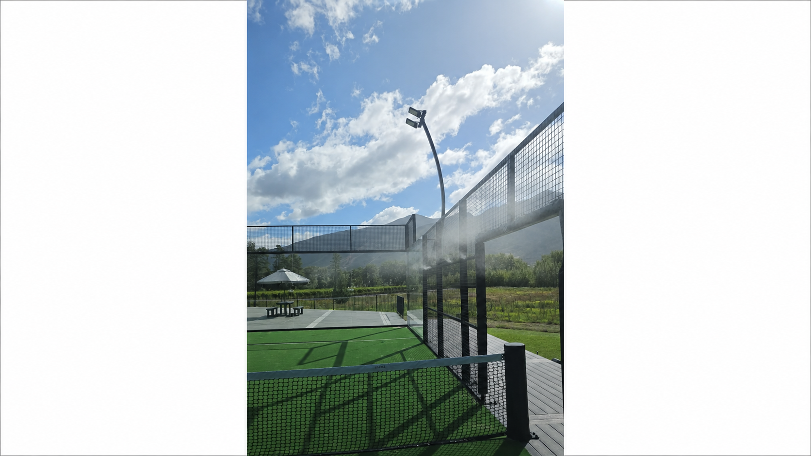 High-pressure misting system installed on paddle court South Africa