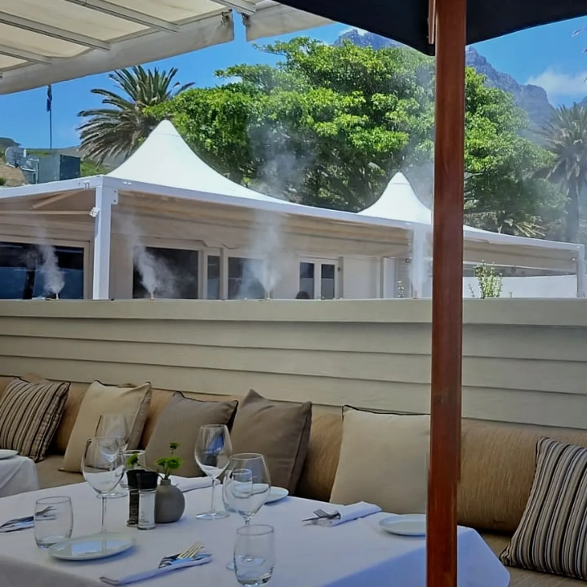 Outdoor cooling misting system — bungalow patio installation South Africa