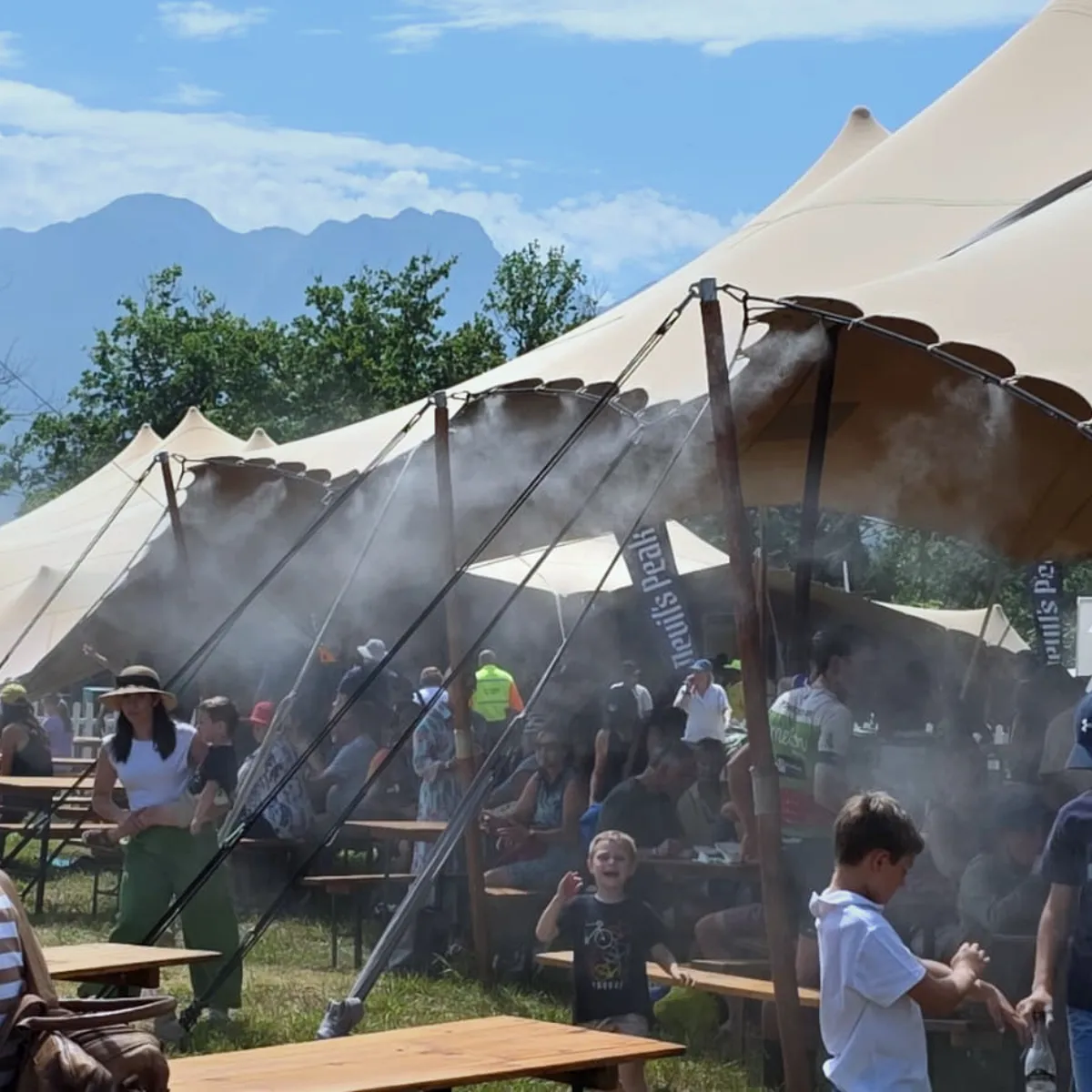 High-pressure misting system cooling outdoor event South Africa